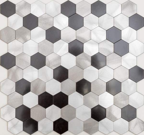 Mosaikfliese selbstklebend X-Glue Alu Hexagon 29 x 28 cm