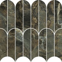 Mosaikfliese Marazzi Allmarble ventaglio verde borgogna 29,8 x 29,8 cm