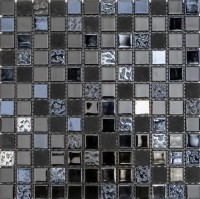 Mosaikfliese selbstklebend X-Glue Glas Schwarz-Blau 30 x 30 cm